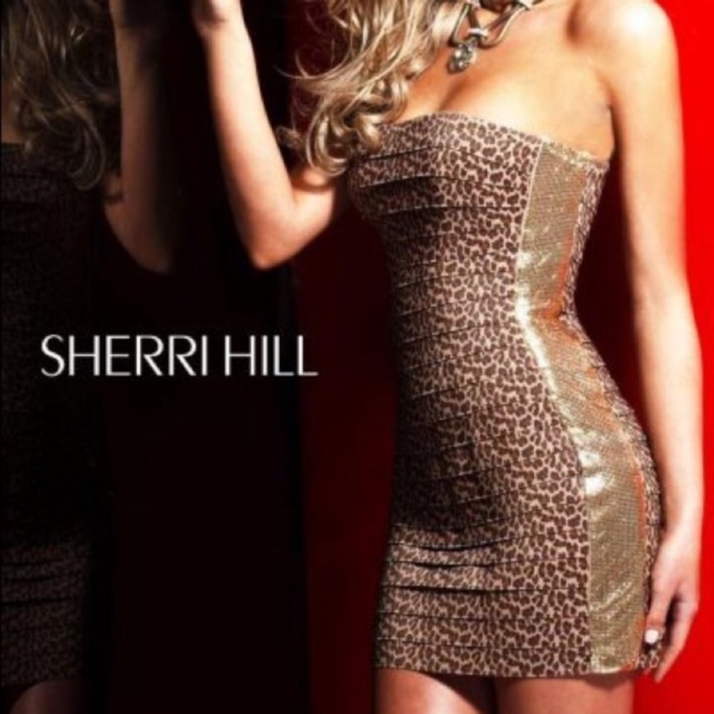 Sherri Hill Leopard Bandage Dress Sz4